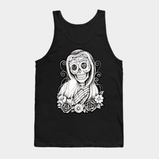 Santa muerte with flowers day of the dead. Tank Top